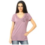 Applique Work Purple T-shirt
