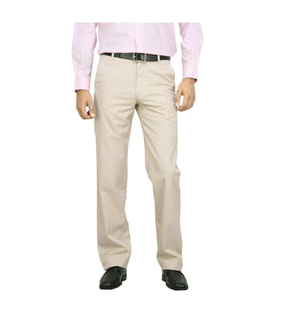 Beige Solid Trousers