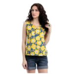 Blue And Yellow Printed Top