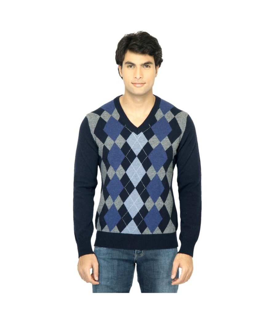 Check Navy Blue Sweater
