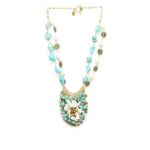 Cluster Turquoise Blue And Cream Necklace
