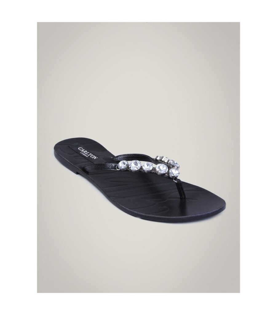 Crystal Black Sandal Flats