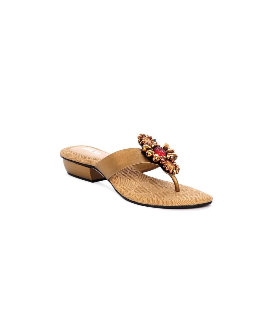Gold Casual Sandals Flats