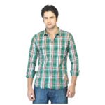 Green Checked Slim Fit Shirt