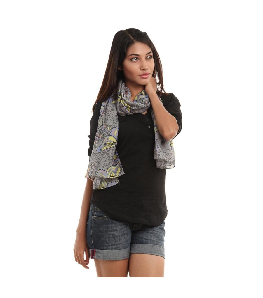 Grey & Blue Butterfly Scarf