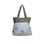 Grey Printed Tote Bag Handbag