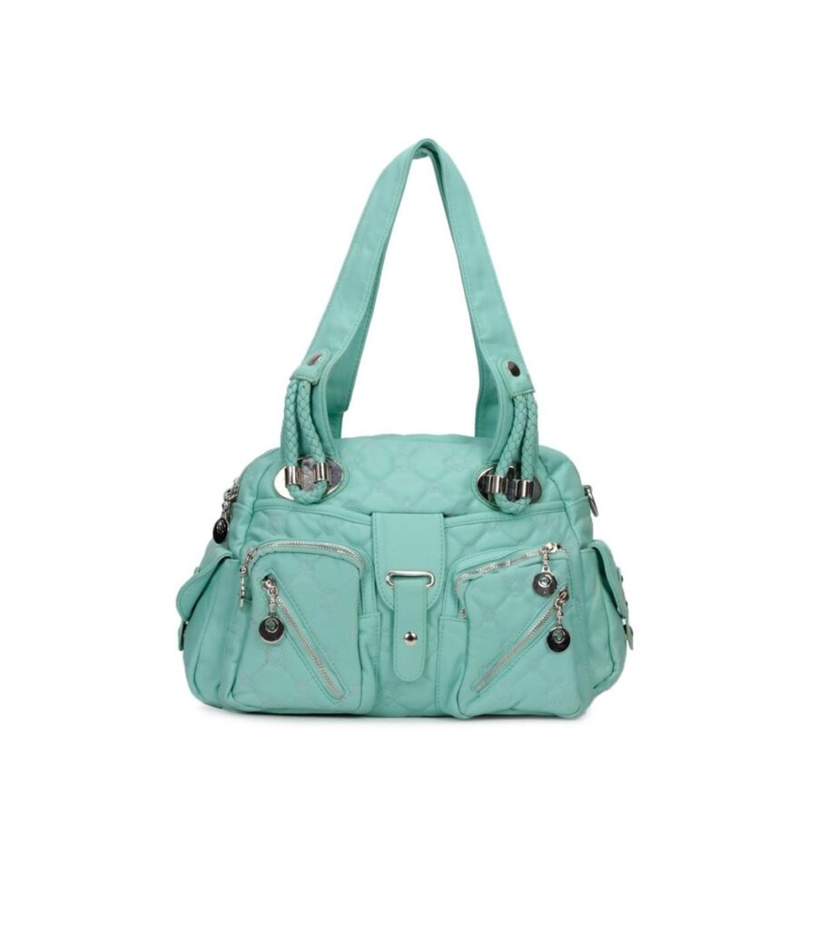 Leatherette Light Green Handbag