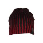 Maroon & Black Patterned Beanie Cap
