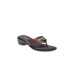 Maroon & Black Sandals Flats