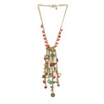 Metal Turquoise Blue And Red Necklace