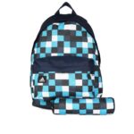 Navy Blue Checked Backpack