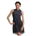 Navy Blue Printed Dress