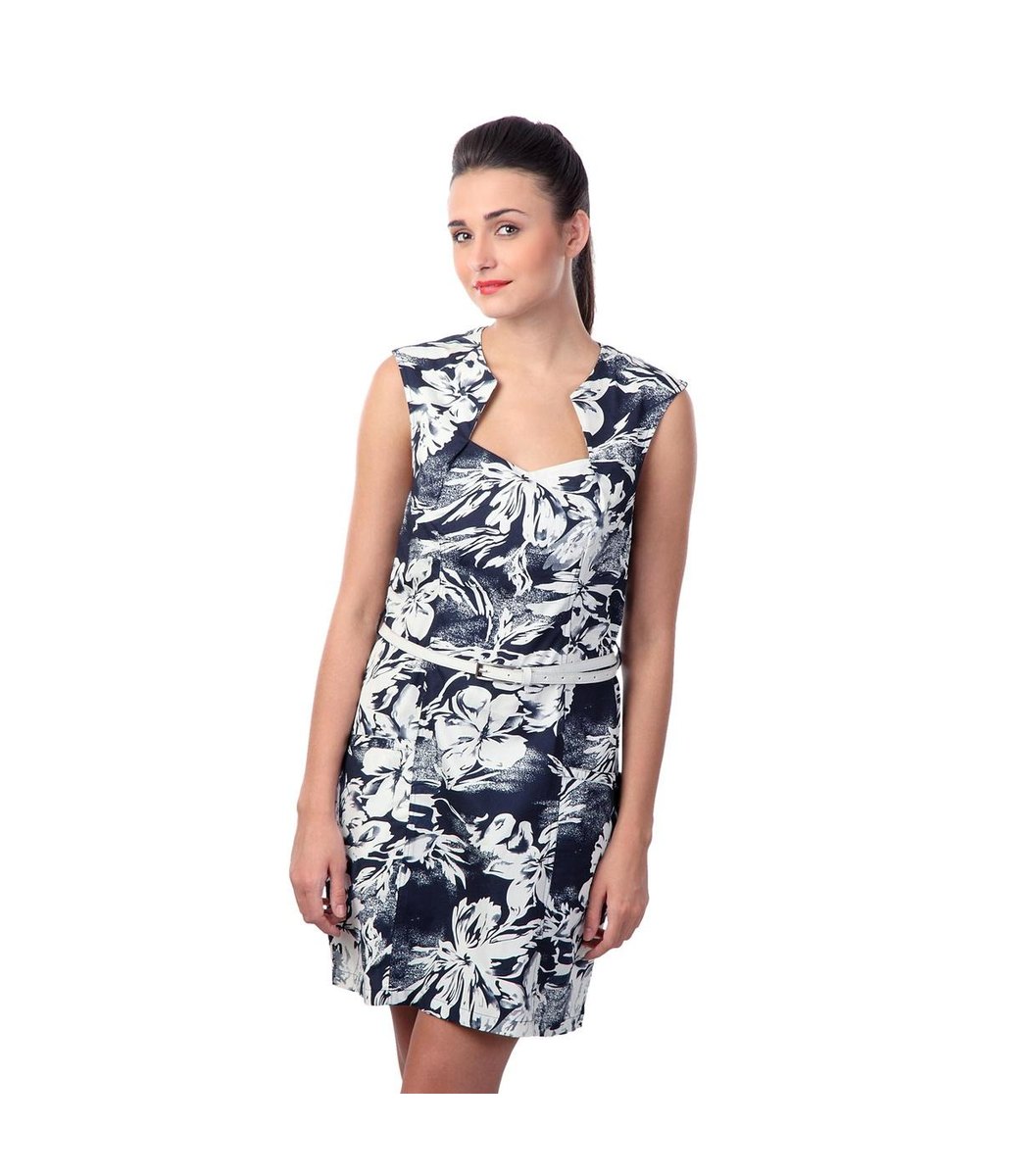 navy-blue-white-printed-dress Navy Blue & White Printed Dress