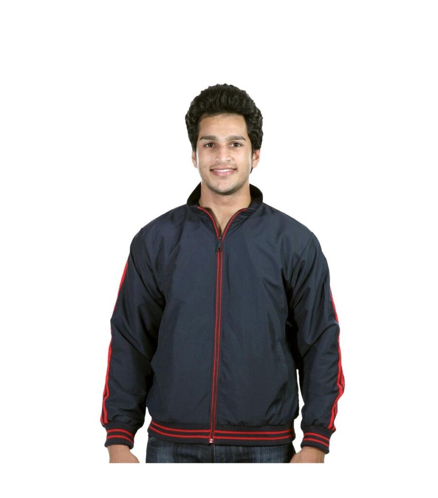 Navy Knit Rib Jacket