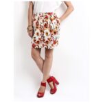 Orange Floral Print Tulip Skirt