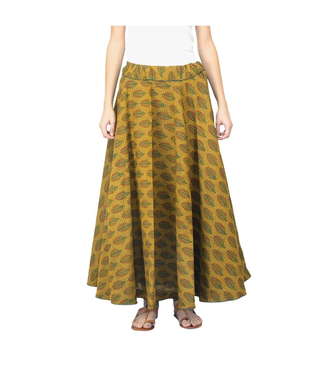 printed-mustard-skirt Printed Mustard Skirt