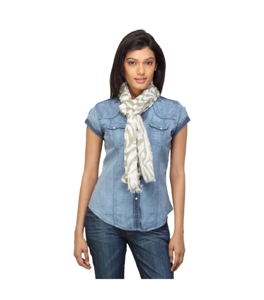 Printed Off White Scarf