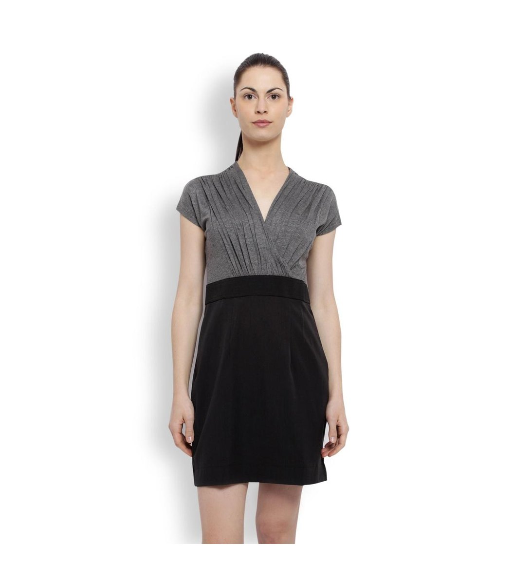 solid-grey-and-black-dress Solid Grey And Black Dress
