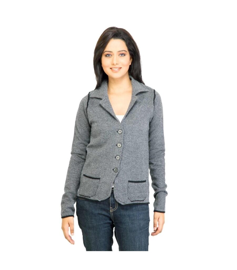Solid Grey Knitted Jacket