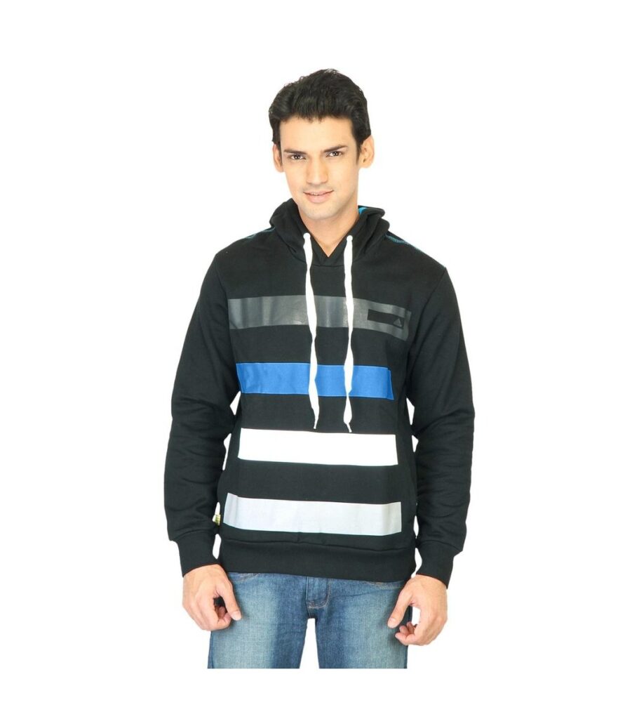 Striped Hood Black Sweatshirt