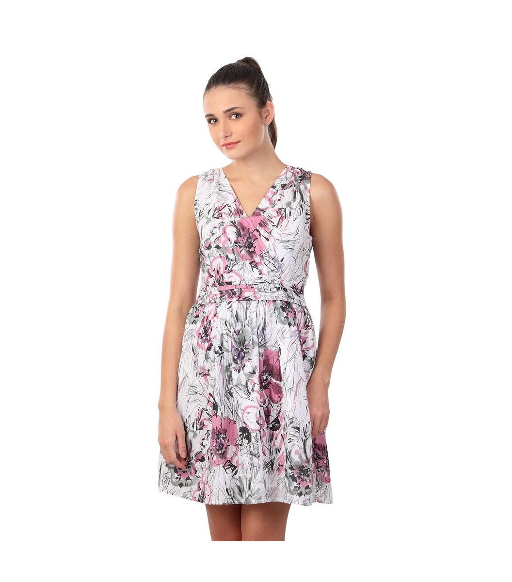 white-pink-printed-dress White & Pink Printed Dress