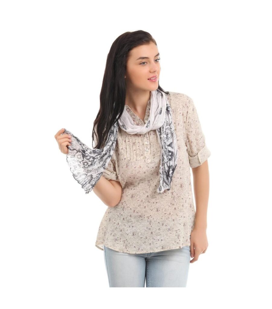 White Printed Scarf
