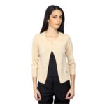Woman Beige Cardigan Sweater