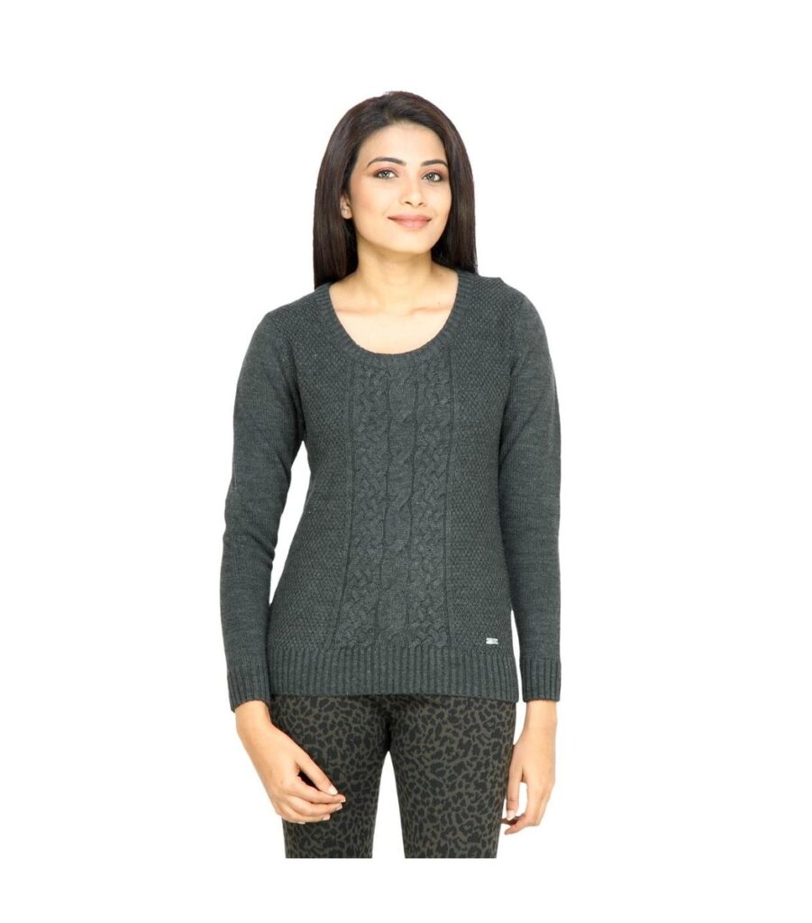 Woman Charcoal Solid Sweater