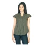 Woman Striped Olive Top